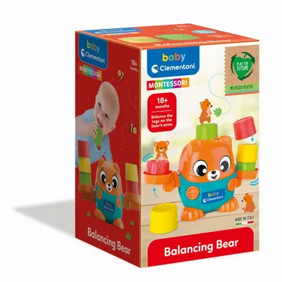 Clementoni - Montessori ursulet de echilibru pentru dezvoltarea senzoriala cognitiva si psihomotorie ARTCL17493