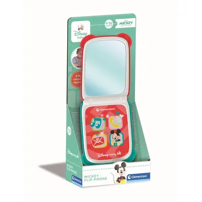 Clementoni - Telefon flip Mickey Mouse care dezvolta abilitatile motorii fine si simtul tactil ARTCL17514