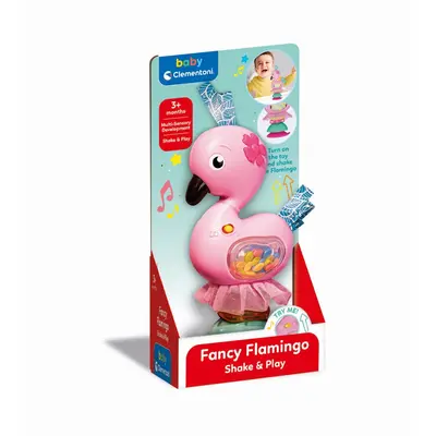 Clementoni - Zornaitoare interactiva flamingo cu melodii ce contribuie la dezvoltarea multisenzoriala ARTCL17492