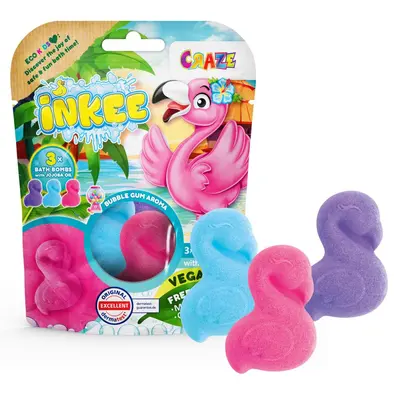 Craze - Bombe de baie Inkee 3 buc asortate in forma de Flamingo ARTCRZ55380