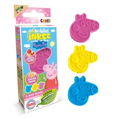 Craze - Bombe de baie Inkee 3 buc asortate in forma de Peppa Pig ARTCRZ44001
