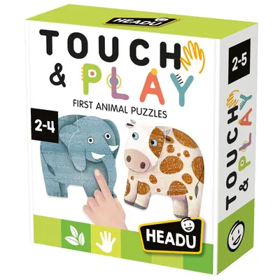 Headu - Puzzle Tactil contur Animale cu piese mari 2-4 ani ARTHE60797