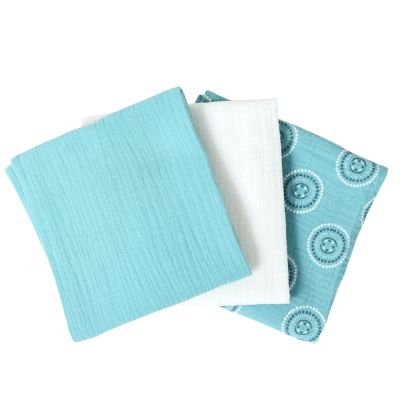 Set 3 scutece de muselina "Blue Mandala", 75x75 cm KDES3SMBLUEMAND