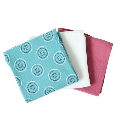 Set 3 scutece de muselina "Pinky Mandala", 75x75 cm KDES3SMPINKYMAND