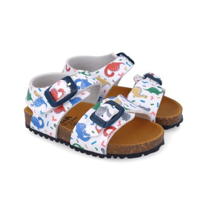 Sandale pentru copii cu dinozauri Garvalin, 252472, albi (Marime: 30) JEM252472-B-30