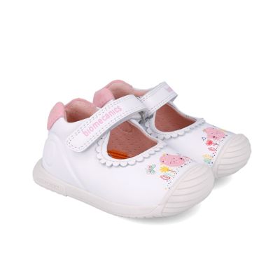 Pantofiori Primii Pasi pentru fetite Biomecanics 252105, Alb (Marime: 18) JEM252105-B-18