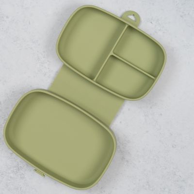 Caserola compartimentata din silicon cu ventuza, AppeKids Magic Box - Raw Green KRTAK276012