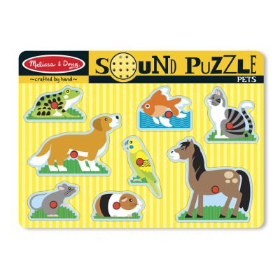 Puzzle de lemn cu sunete animale de companie melissa and doug - okemd0730