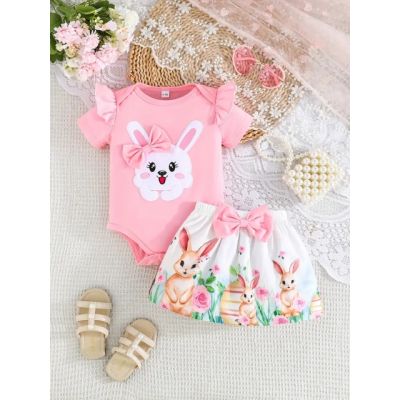 Set bebelusi "bunny" - body roz si fustita mdtu119-r2