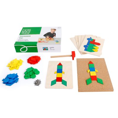 Joc educativ de constructii cu ciocan si cuie forme geometrice - oketfl900000088