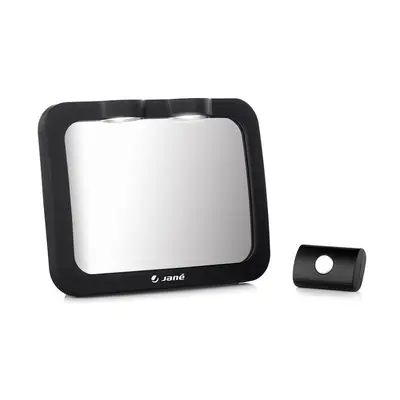 Oglinda auto, Jane, Pentru masina, Cu iluminare LED, Include telecomanda pentru pornire si oprire usoara, Din sticla rezistenta la spargere, 28 x 7 x 20 cm, Black BYN8420421074985