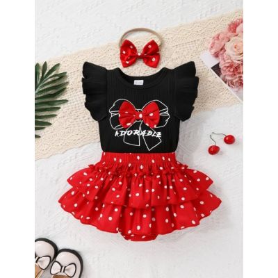 Set pentru fetute cu body si pantaloni cu volane - adorable mbtu120-r2