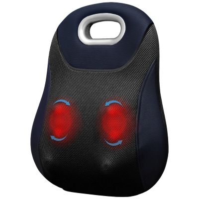 Aparat Masaj Spate Suporto cu Vibromasaj Terapeutic, Role cu Noduri de masaj, Incalzire cu infrarosu, Forma de perna lombara, Urmează curbura SPTAMS1N