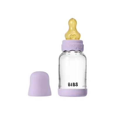 Bibs - set complet biberon boheme din sticla anticolici cu tetina din latex, flux lent, 120 ml, violet sky bbb50192291
