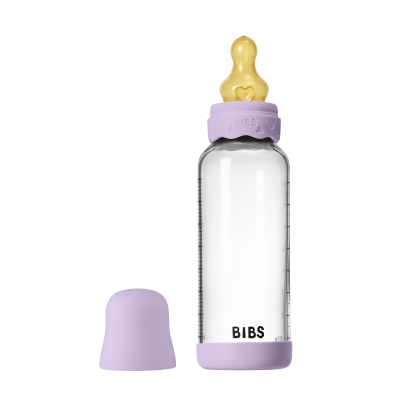Bibs - set complet biberon boheme din sticla anticolici cu tetina din latex, flux mediu, 240 ml, violet sky bbb50202291