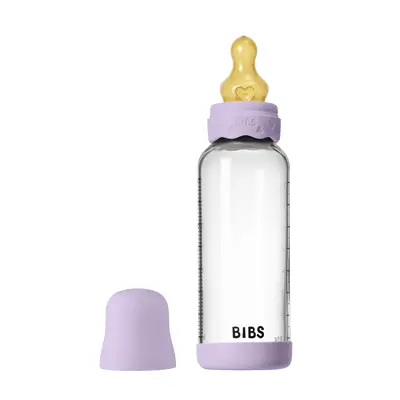 Bibs - set complet biberon boheme din sticla anticolici cu tetina din latex, flux mediu, 240 ml, violet sky bbb50202291