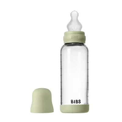 Bibs - set complet biberon din sticla anticolici cu tetina din silicon, flux mediu, 240 ml, sage bbb50201250