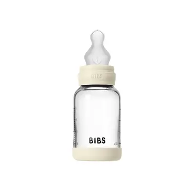 Bibs - set complet biberon din sticla anticolici cu tetina din silicon flux lent, 120 ml, ivory bbb50191216