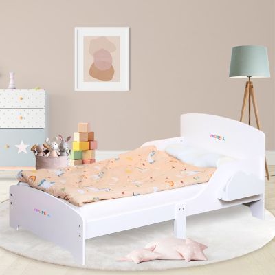 Pat Copii Suporto cu Protectie Laterala si Raft Depozitare Carti si Jucarii, Model Norisor, Patut pentru Baieti si Fetite Varsta de 3 - 8 Ani, SPTPAT01A