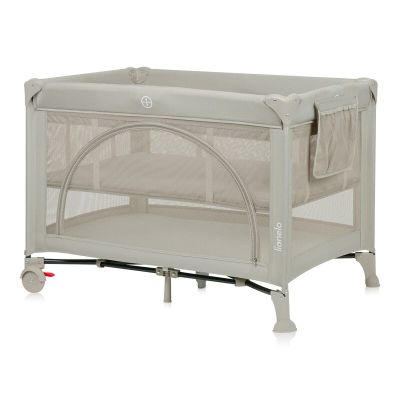 Patut pliant, Lionelo, Laura, 102 x 74 cm, Cu doua nivele, Functie de tarc, Cu roti, Include salteluta si geanta de transport, Pereti din plasa, Deschidere laterala, Pana la 15 kg, 0 luni +, Bej BYNLO-LAURA_BEIGE_SAND