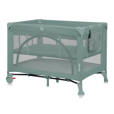 Patut pliant, Lionelo, Laura, 102 x 74 cm, Cu doua nivele, Functie de tarc, Cu roti, Include salteluta si geanta de transport, Pereti din plasa, Deschidere laterala, Pana la 15 kg, 0 luni +, Verde BYNLO-LAURA_GREEN_SAGE
