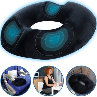 Perna Colac pentru hemoroizi, epiziotomie, de sezut | perna antihemoroizi - Culoare Negru | Donut SPTPSDN000