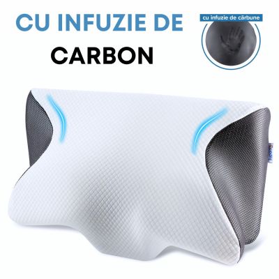 Perna Ortopedica Cervicala din spuma cu memorie si extensii - Cu Infuzie de Carbon SPTPDBAC00
