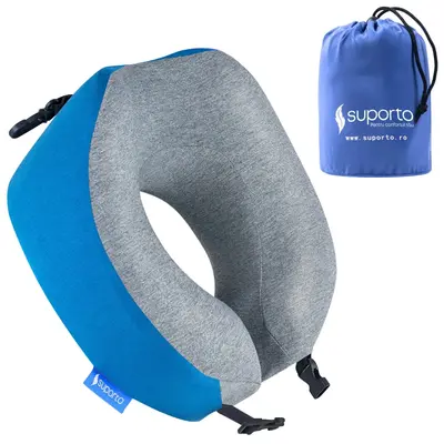 Perna de calatorie Suporto Travel Companion. Perna voiaj din spuma cu memorie, Albastra SPTPCA4BLUE