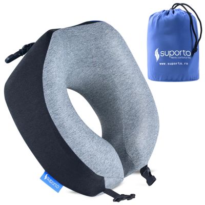 Perna de calatorie Suporto Travel Companion. Perna voiaj din spuma cu memorie, Neagra SPTPCA4NE