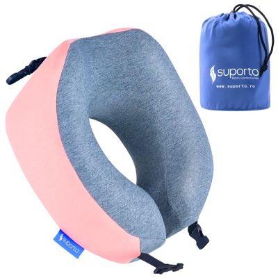 Perna de calatorie Suporto Travel Companion. Perna voiaj din spuma cu memorie, Roz SPTPCA4ROZ