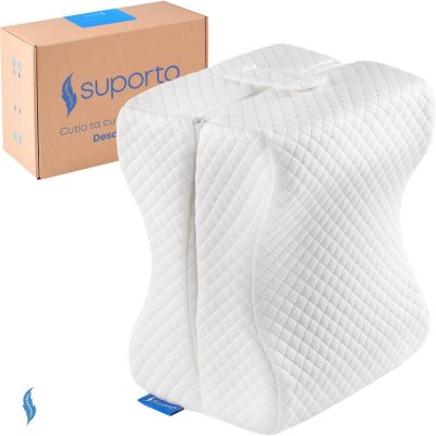 Perna ortopedica pentru picioare si genunchi DUO. Suport pentru dormit din spuma cu memorie, Suporto, Alb SPTPGEADUO