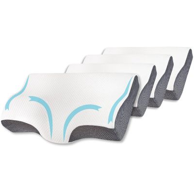 Set 4X perne cu suport pentru gat din spuma cu memorie Suporto®️ 60 x 34 x 11/7 cm cu perforatii SPTSET4PDC000