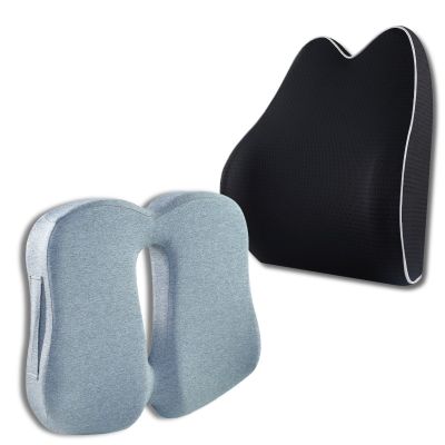 Set Perna de Sezut Coccis suport si Perna Lombara Confort, Suporto Confort Complet, Pentru scaun Slim de birou sau masina, Negru / Gri SPTSETPSE6PL3