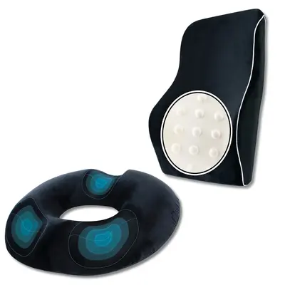 Set Perne Ortopedice | Perna lombara Completa si Perna sezut Suporto Donut din spuma cu memorie| Culoare Negru SPTSETDNL2NR0