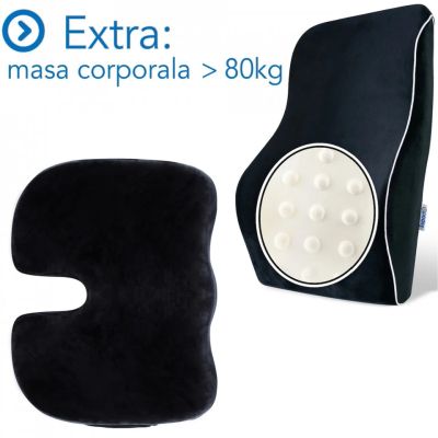 Set perna ortopedica pentru spate si perna de sezut cu spuma cu memorie Extra SPTSETPSEL2NE0