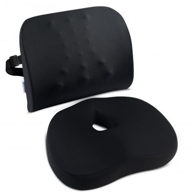 Set perna sezut compact si perna lombara, Suporto®️ culoare negru SPTSETPSE2L4N