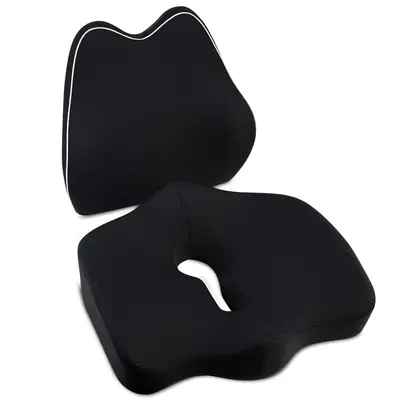Set perna sezut semi-colac si perna lombara confort, Suporto®️culoare negru SPTSETPSE4L3N