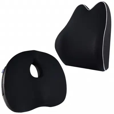 Set perna sezut si perna lombara, Suporto&reg;️ Compact, culoare negru SPTSETPSE2L30