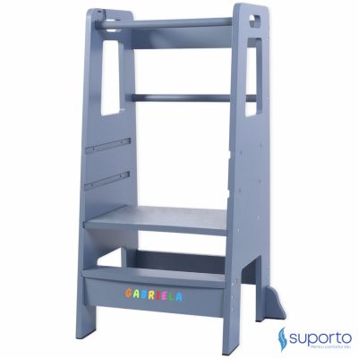 Turn de Invatare pentru Copii - Inaltator de tip Learning Tower cu Treapta de urcare antiderapanta si Balustrade de Protectie - Suporto SPTTURN1GRI
