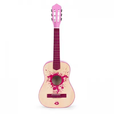 Chitara din lemn cu 6 corzi pentru copii, 86 x 31 cm, ecotoys hx18026-34 - roz edeedihx18026-34pink
