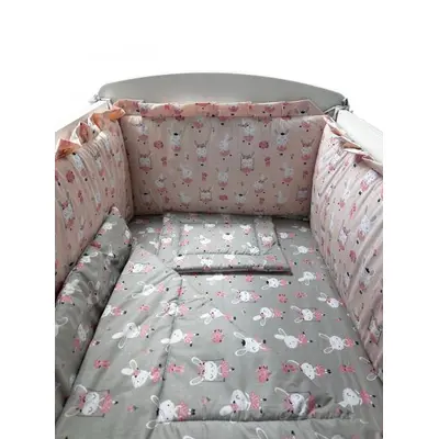 Lenjerie Dancing Bunny Gray-Pink 4+1 piese 120x60 cm MYK00089195