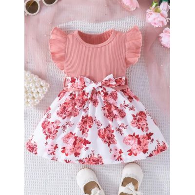Rochita roz pudra cu imprimeu floral mbtu126-r2