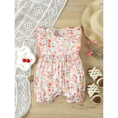 Salopeta alba cu floricele roz pudra mdtu136-r2