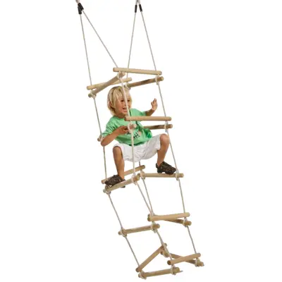 Scară de cățărat pătrată cu 4 laturi kbt, cu fr&acirc;nghie pp, prindere sigură și trepte din lemn tratat - okekbt320.003.072.001