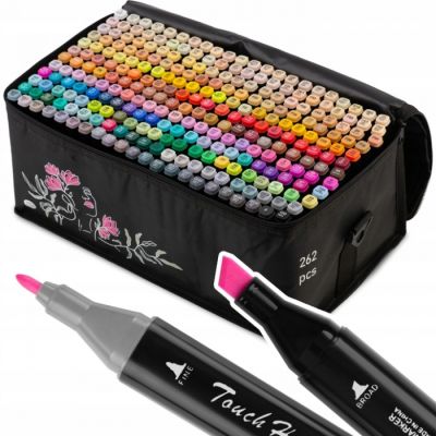 Set de 262 markere colorate cu alcool, varf dublu, nukido nk-915 edeedi791500