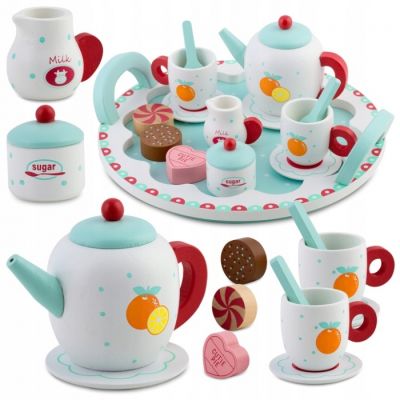 Set din lemn pentru servit ceaiul ricokids rk-869 - turcoaz edeedi786901
