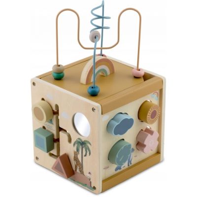 Cub educational din lemn cu diverse activitati, 15.5 x 17 cm, nukido nk-861 edeedi786100