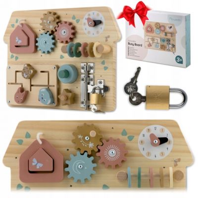 Tabla educationala din lemn cu diverse activitati, 32.5 x 24 cm, nukido nk-859 edeedi785900