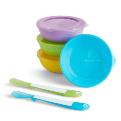 Munchkin Set De Masa, Love-A-Bowls, 4 Boluri Cu Capac + 2 Lingurite, 4L+