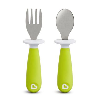 Munchkin Set Furculita Si Lingurita Pentru Copii, Raise, Set 2 Buc., 12L+ LIGHT GREEN